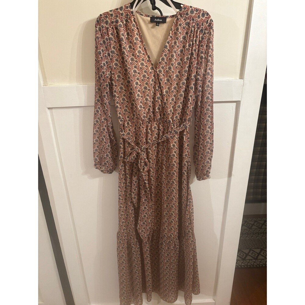 Aakaa floral long sleeve dress large
